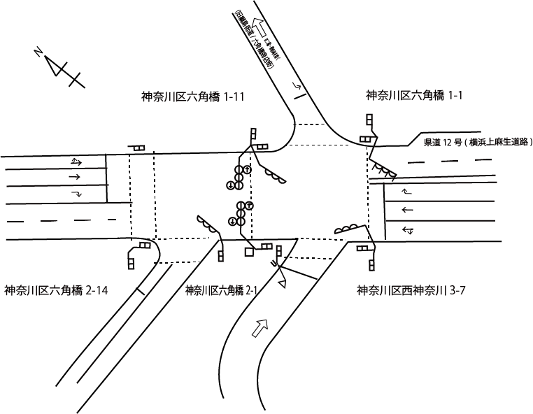 六角橋交差点略図